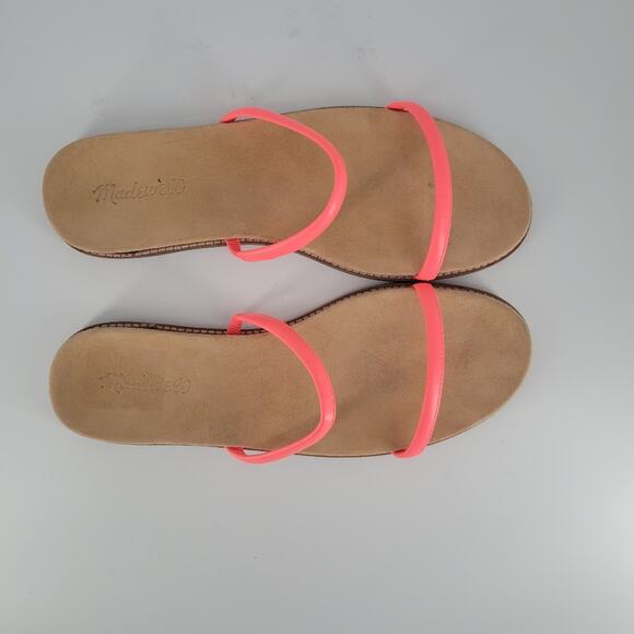 Madewell Neon Pink Double Strap Leather Sandals 10 - Picture 7 of 9